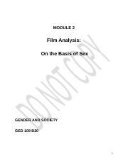 Film Analysis On The Basis Of Sex Docx Module Film Analysis On The