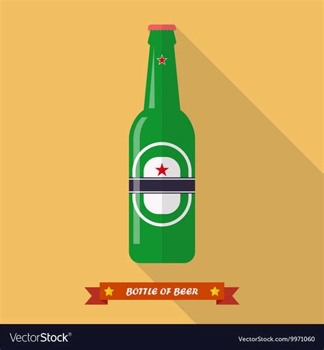 Beer Bottle Flat Icon Royalty Free Vector Image