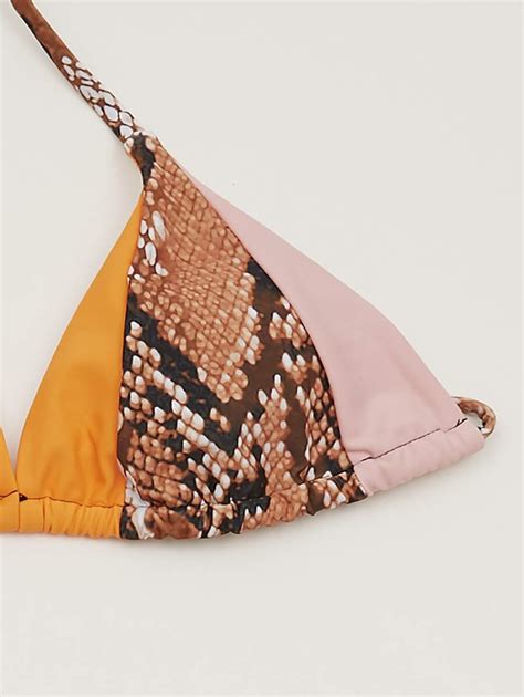 Snakeskin Micro Triangle Thong Bikini Set SHEIN USA