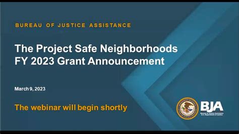 Project Safe Neighborhoods FY 2023 Grant Announcement YouTube