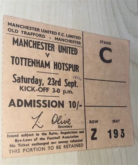 Original Division One Ticket Manchester United V Tottenham