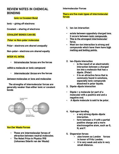 SOLUTION Review Notes In Intermolecular Forces Studypool