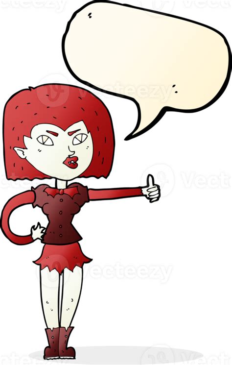 Cartoon Vampire Girl Giving Thumbs Up With Speech Bubble 45194458 Png