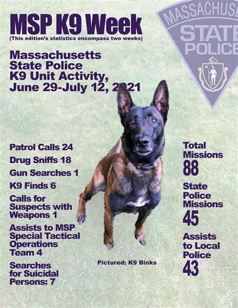 Massachusetts State Police K9 Week June 29 - July 12, 2021 | Mass.gov