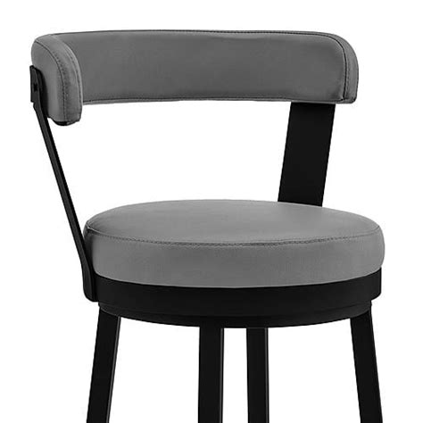 Bryant Counter Height Swivel Bar Stool In Black Finish Gray Faux