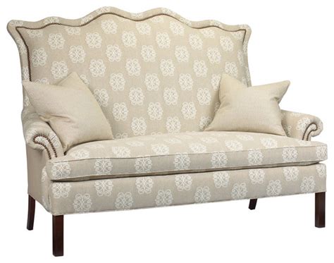 Beziers French Country Ivory Monogram Upholstered Small Sofa