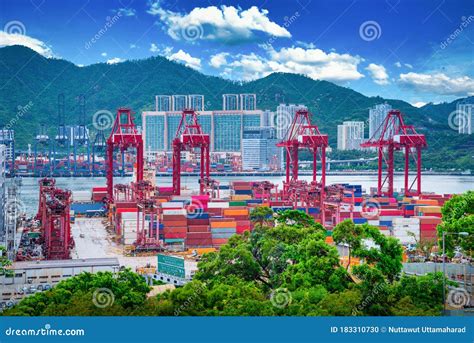 Container Port Terminal at Daytime in Hong Kong Editorial Image - Image ...