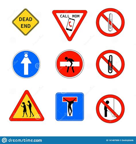 Road signs in funny style stock vector. Illustration of mobile - 141487000