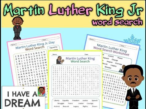 Martin Luther King Jr Word Search Puzzles Black History Month