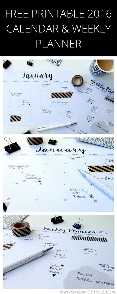 Monthly And Weekly Printable Planner Here Are 20 Free Printable 2016