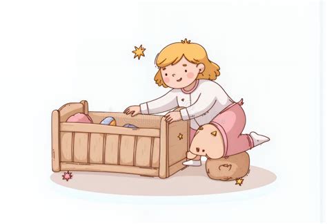 Playful Blonde Chibi Girl Interacting With Toys In Wooden Chest A Delicate Korean Style Cartoon