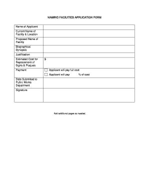 Fillable Online Ftp Austintexas Naming Facilities Application Form Name