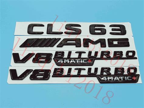 Gloss Black Flat Cls Amg V Biturbo Trunk Embl Badge Sticker For