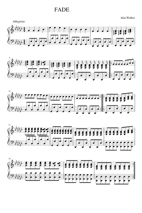 Faded Arr Alan Walker By Alan Walker Sheet Music For Piano Solo At