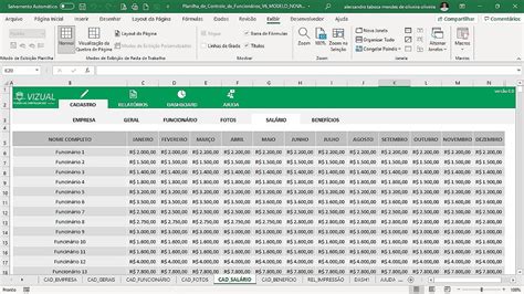 Planilha De Cadastro E Controle De Funcion Rios Em Excel Vizual