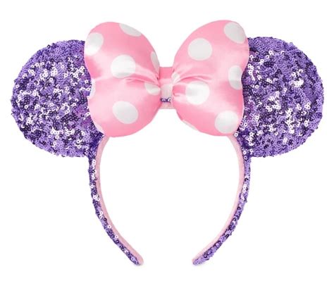 Disney Ears Headband Minnie Mouse Sequined Lavender And Pink