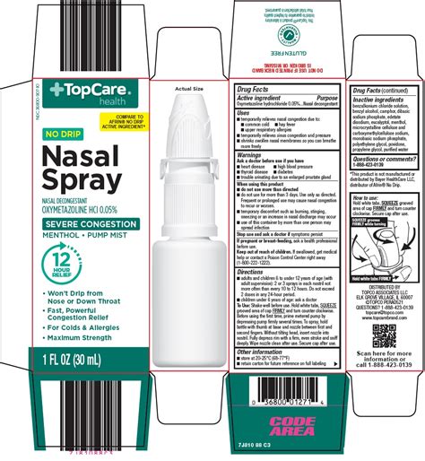 Dailymed Topcare Nasal Oxymetazoline Hydrochloride Spray Metered