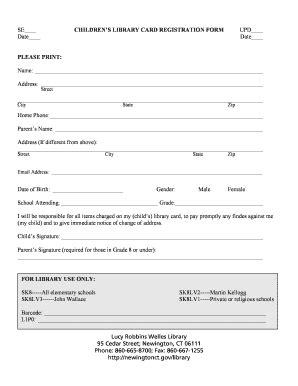 Library Registration Form Fill Online Printable Fillable Blank