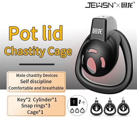 Jeusn Male Pot Lid Cock Lock Chastity Cage Lock Sissy Femboy Cage Device Sex Toys Penis Cage For