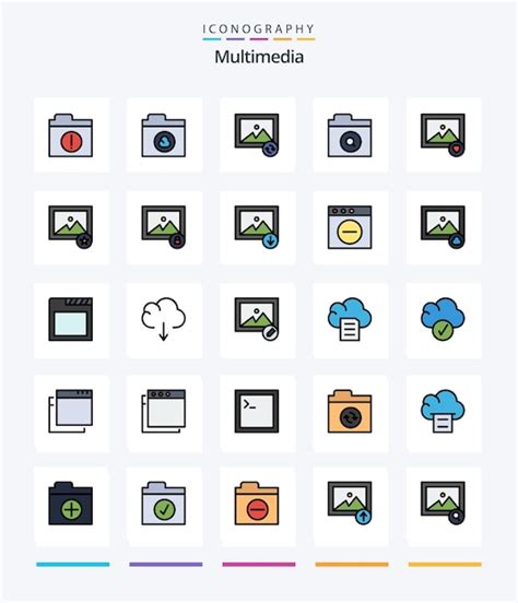 Free Vector Creative Multimedia Line Filled Icon Pack Such As Lock