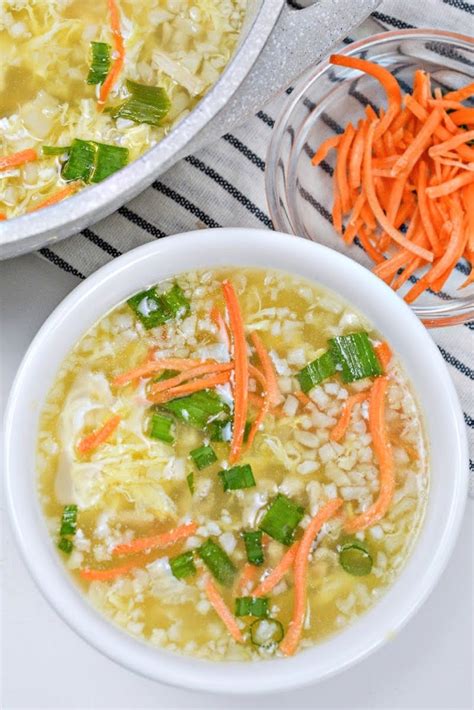 Low Carb Cauliflower Rice Chicken Soup With Eggs