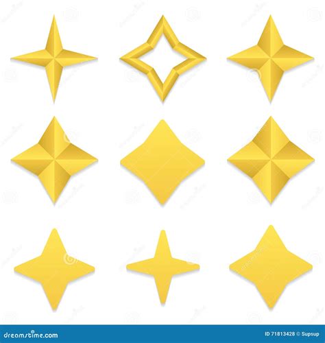 Four Point Stars Collection Stock Vector Illustration Of Point