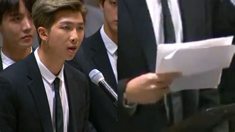 SBS Star VIDEO BTS RM S Hands Were Shaking While Giving A Speech At