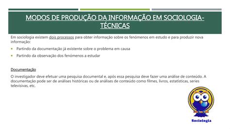 Métodos e técnicas de investigaçao sociológica PPT