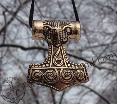 Raven Head Thor Hammer Large Gold Plated Talisman Wulflund