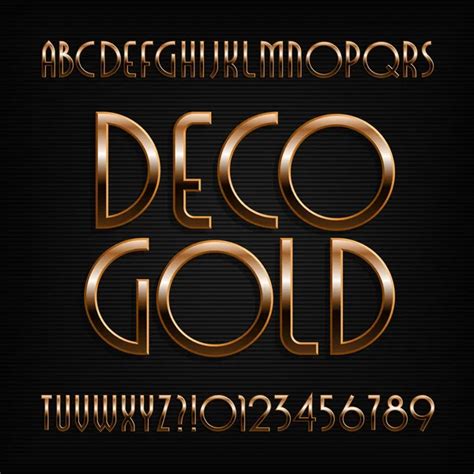 Golden Alphabet Font Metal Glitter Letters Numbers Symbols Stock Vector