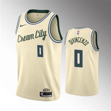 Men's Milwaukee Bucks donte divincenzo cream city Jersey