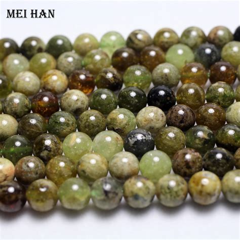 Meihan Free Shipping Natural 6mm 8mm 10mm Green Garnet Smooth Round