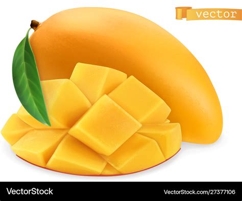 Yellow Mango Fresh Fruit 3d Realistic Icon Vector Image