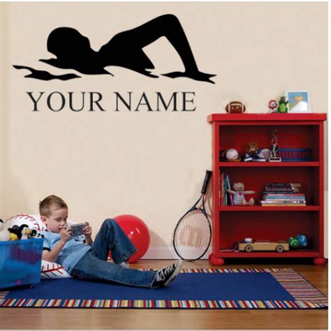 Yüzen Genç Your Name Yazısı Spor Salonu Duvar Stickerı