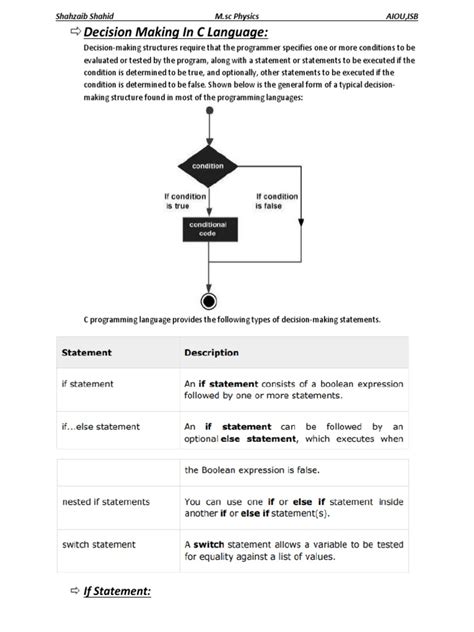 Loops And Decision Making Statements In C Language Pdf Control Flow