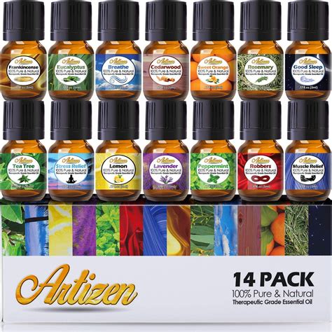 Artizen 100 Pure Top 14 Essential Oil Set Aromatherapy 5ml Each