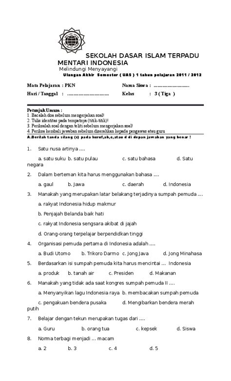 Contoh Soal Pkn Kelas 7 Semester 1 Kurikulum 2013 Lengkap