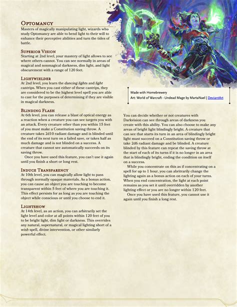 Optomancy Arcane Tradition Light Focused Wizard Subclass Unearthedarcana