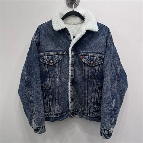 90s Levi Acid Wash Sherpa Lined Denim Jacket Sz M A2163 Etsy