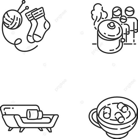 Hyggelig Time Linear Icons Set Sofa Hot Drink Icon Vector Sofa Hot Drink Icon PNG And Vector