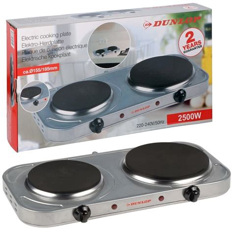 Dunlop Portable Twin Ring Hot Plate Mini Electric Hob Cooking Free Standing In Norwich