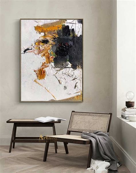 Orange Abstract Painting Black Contemporary Art White Modern Original ...