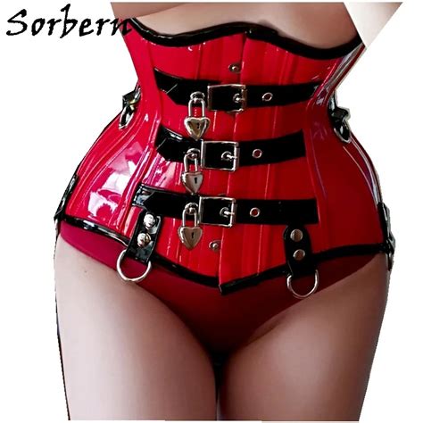 Sorbern Customized Lockable Cupless Corset Women Bdsm Fetish Red Patent