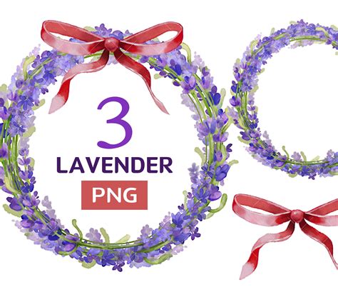 Lavender Wreath Clipart Purple Flower Clip Art Watercolor Etsy