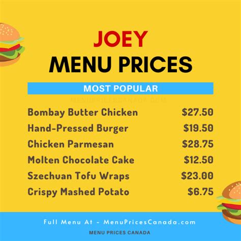 JOEY Menu & Prices in Canada – 2023 – Menu Prices Canada