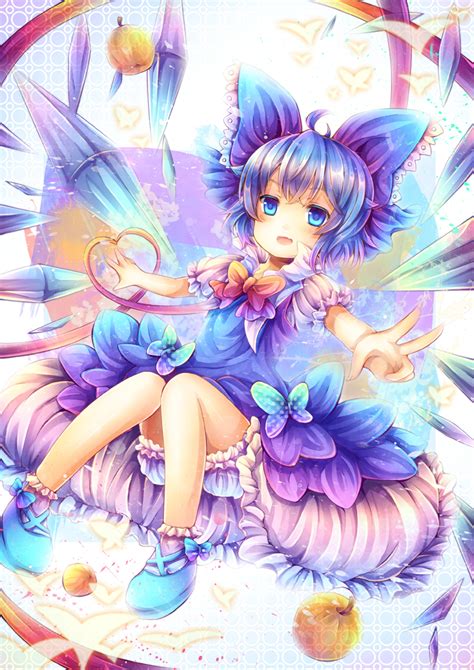 Safebooru 1girl Bloomers Blue Eyes Blue Hair Blush Bow Cirno Dress