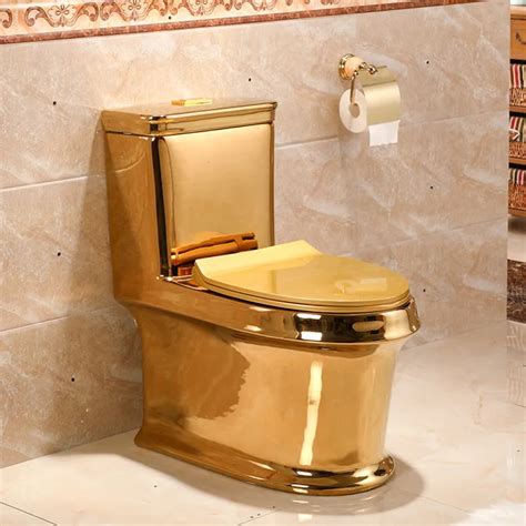 Art Gold Toilet Siphon Silent Water Saving Art Toilet Gold Sitting ...