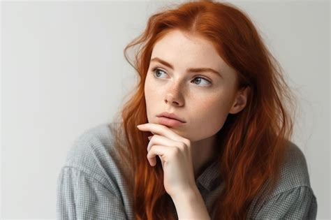 Premium Ai Image Indoor Shot Of Cute Redhead Girl Looking Away Having