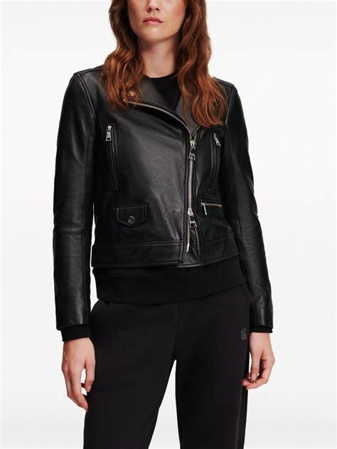 Karl Lagerfeld Ikon Karl Leather Biker Jacket Black Farfetch