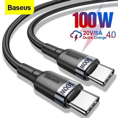 Baseus Câble Usb Type c Pd 100w Usb c 5a Pour Recharge Rapide Cordon